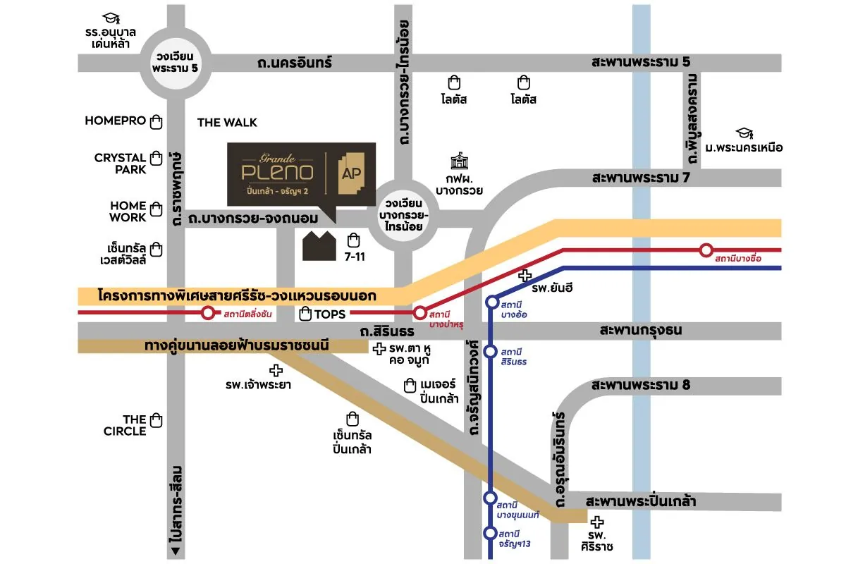 แผนที่โครงการ GRANDE PLENO ปิ่นเกล้า - จรัญฯ 2