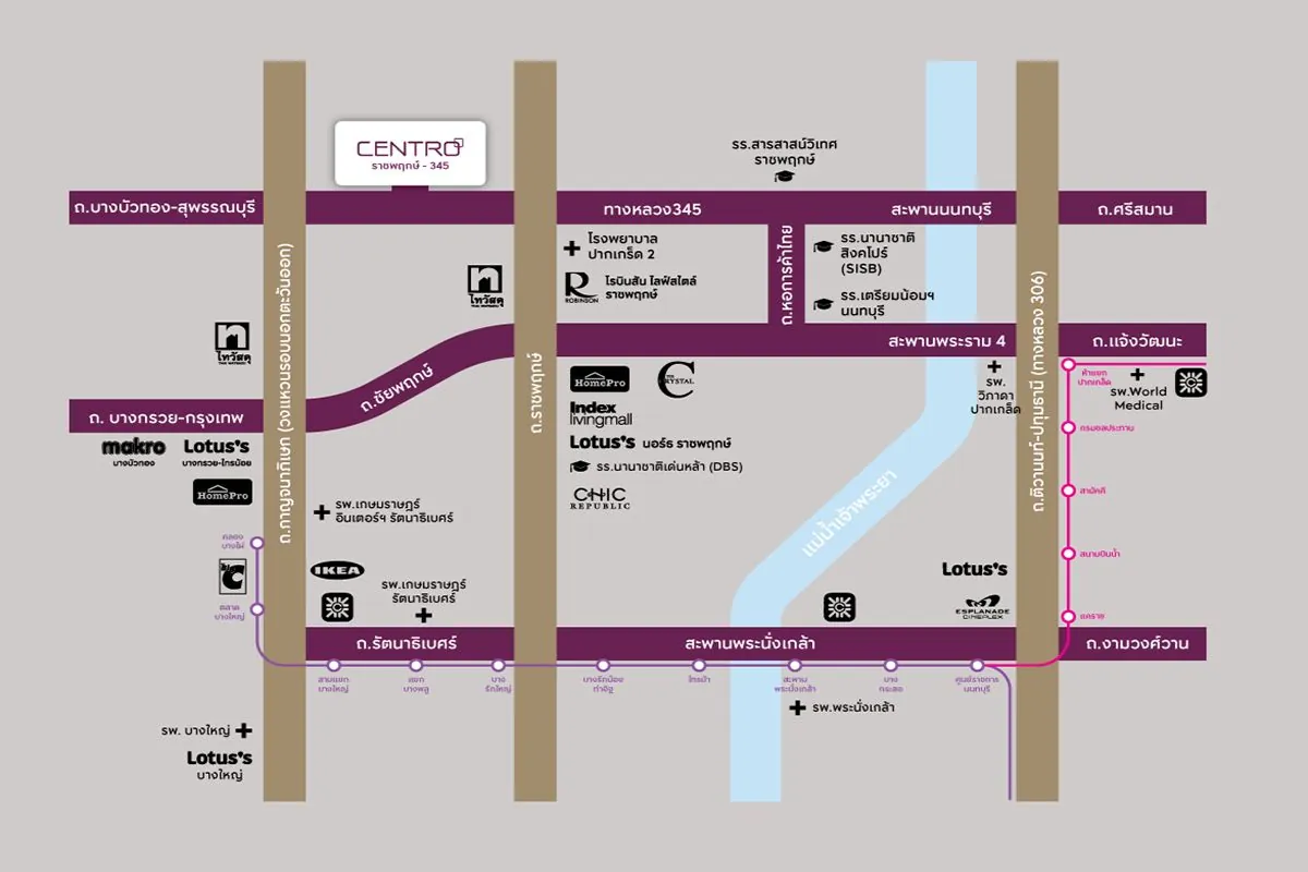 แผนที่โครงการ CENTRO ราชพฤกษ์ 345