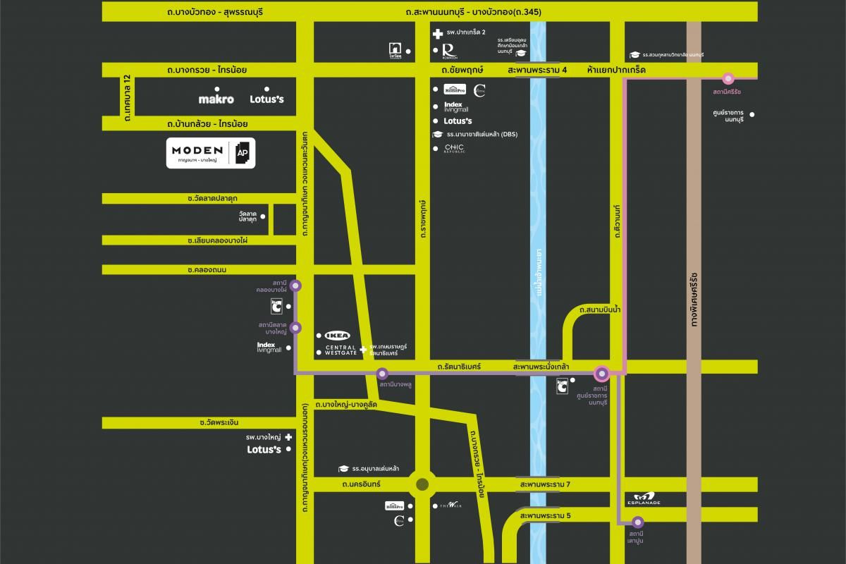 แผนที่โครงการบ้านเดี่ยว MODEN กาญจนาฯ-บางใหญ่