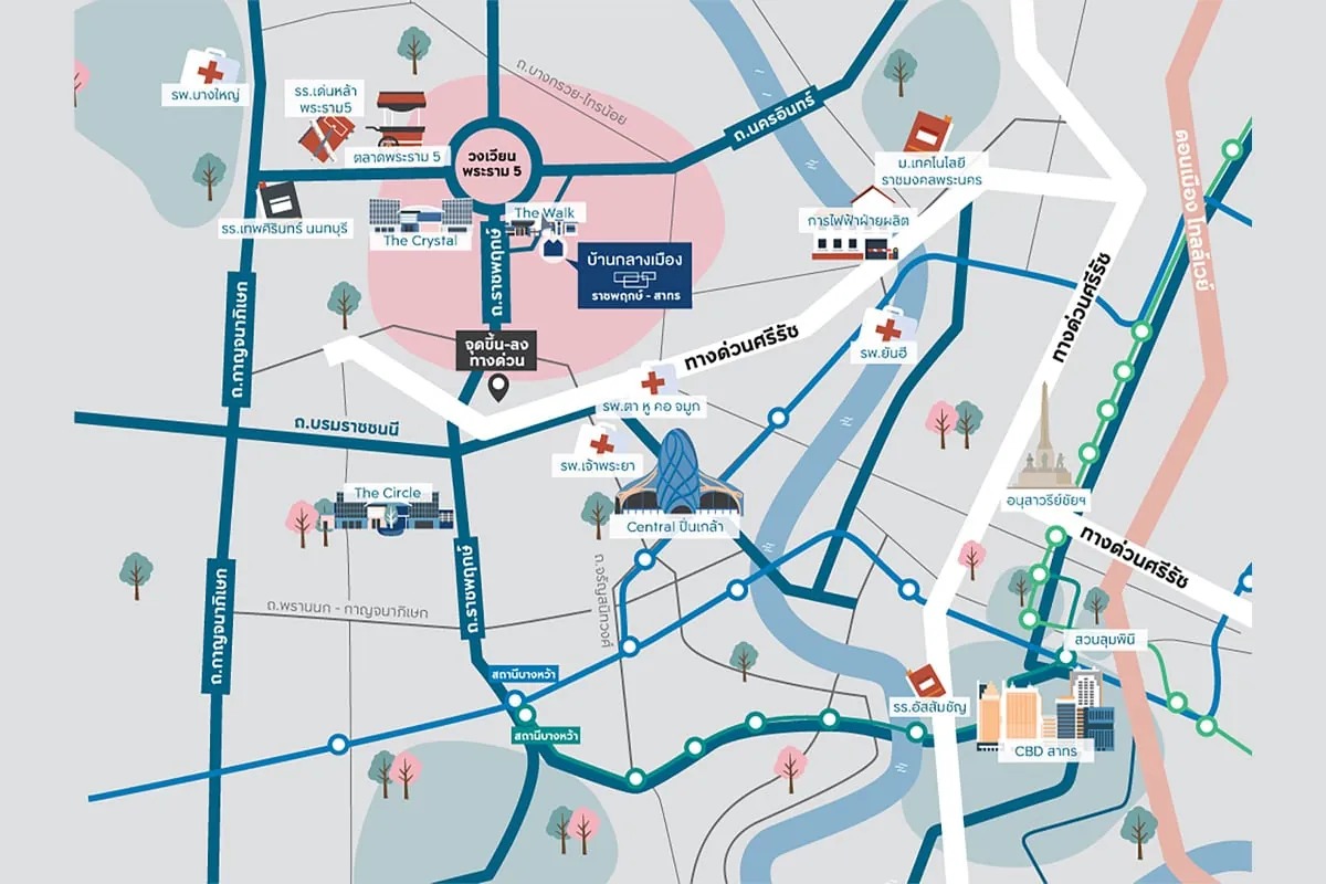 แผนที่โครงการ บ้านกลางเมือง ราชพฤกษ์ - สาทร
