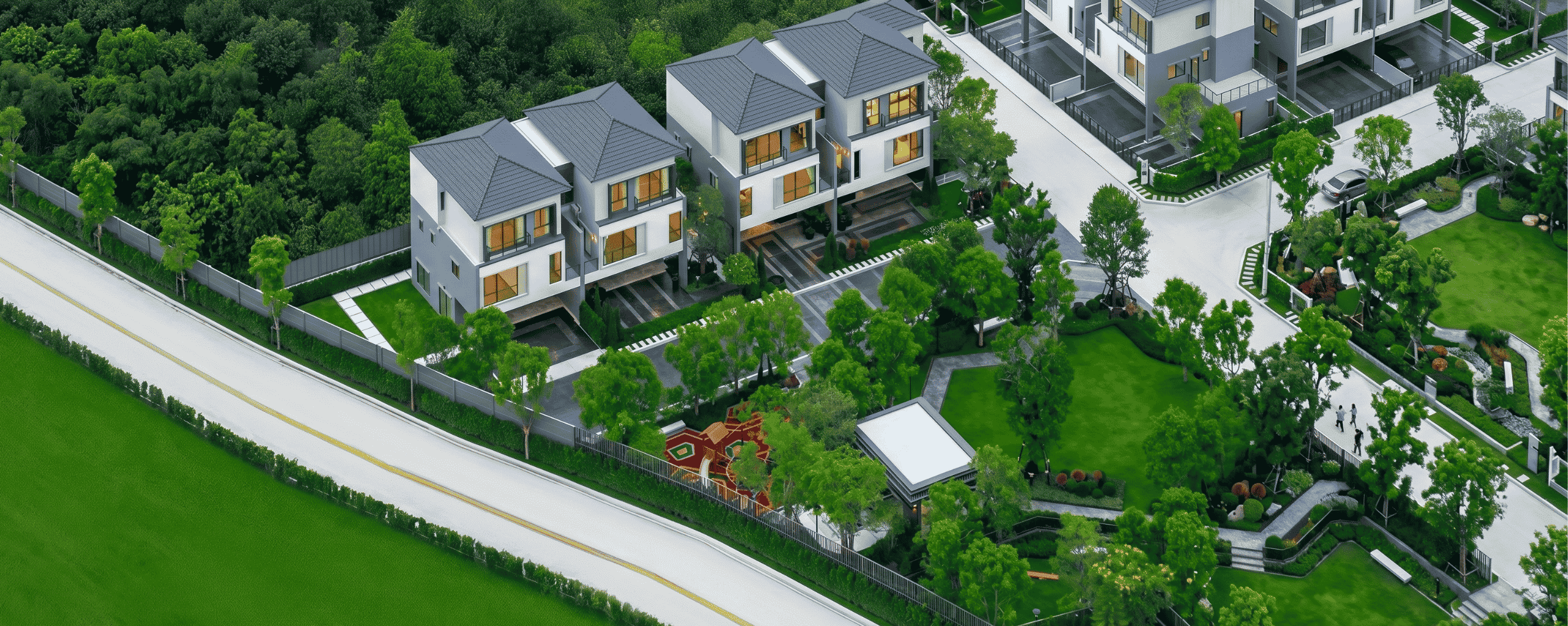 ภาพมุมสูงของโครงการบ้านหรู 10 - 15 ล้าน
