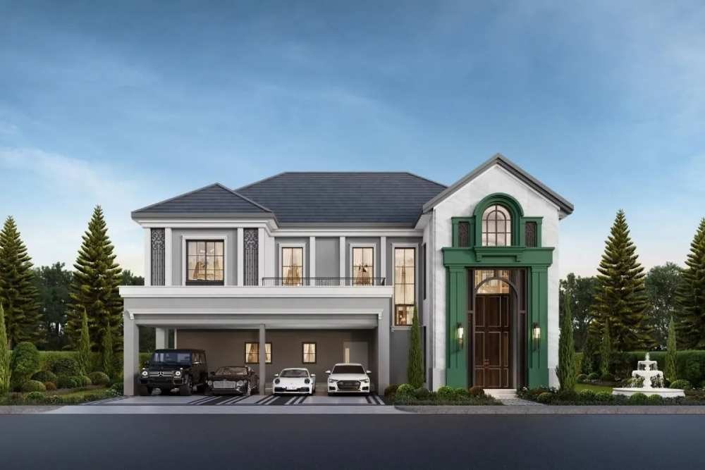 สีทาบ้านภายนอกทูโทนสีเขียว