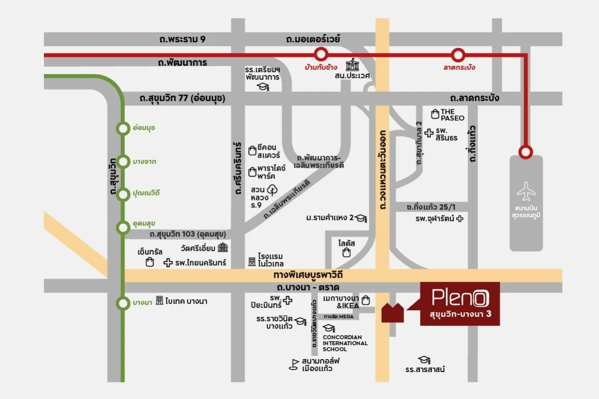 แผนที่โครงการ PLENO สุขุมวิท - บางนา 3