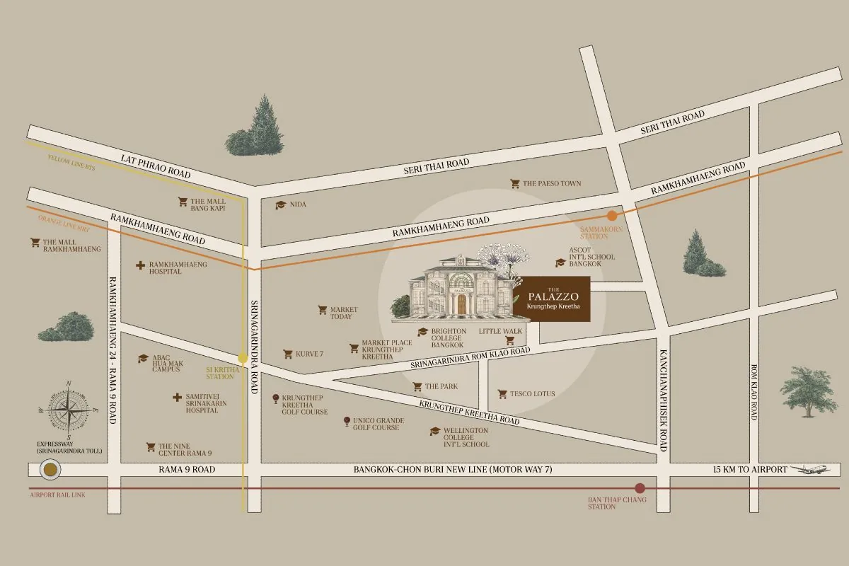 แผนที่โครงการ THE PALAZZO กรุงเทพกรีฑา