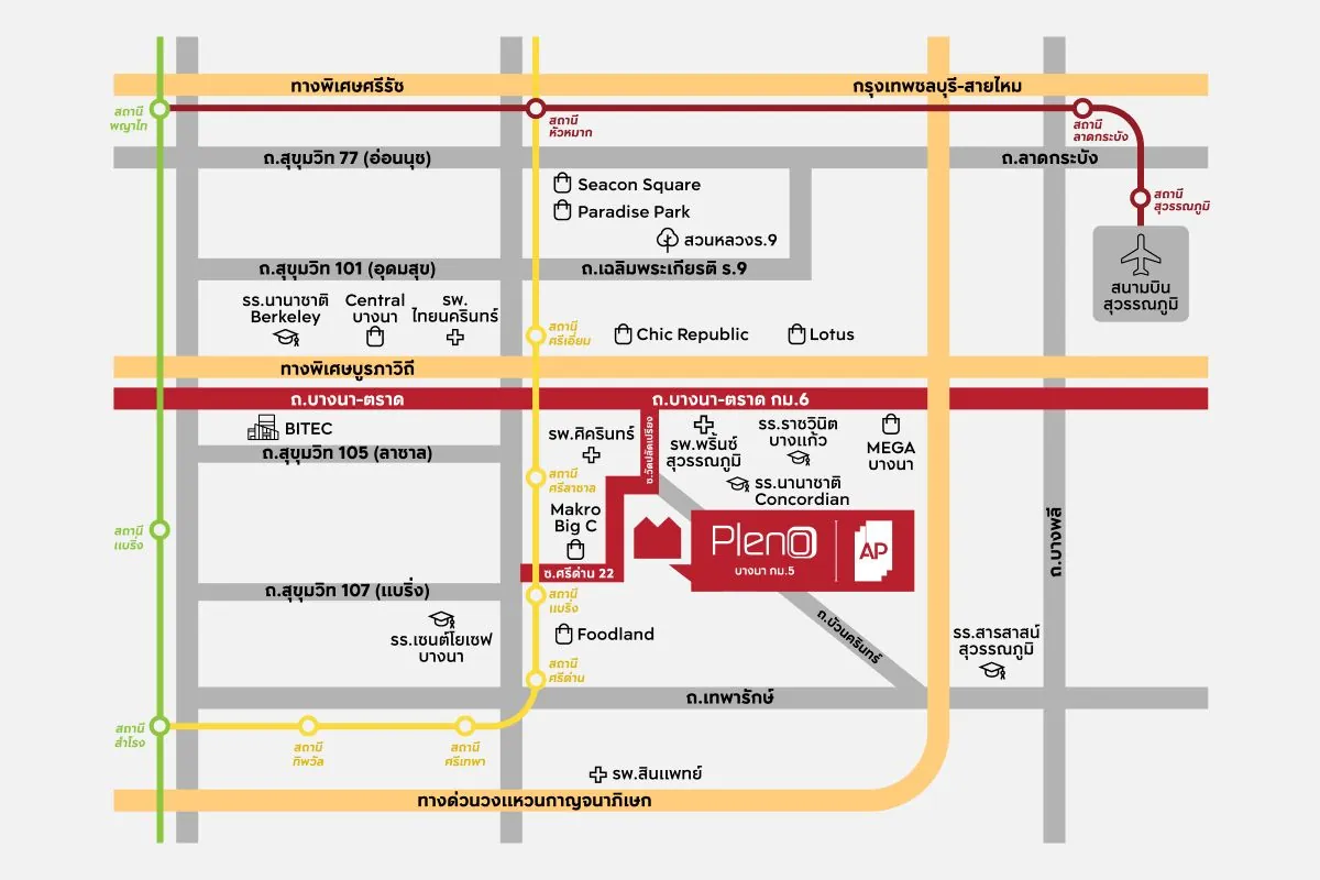 แผนที่บ้านแฝดโครงการ PLENO บางนา กม.5