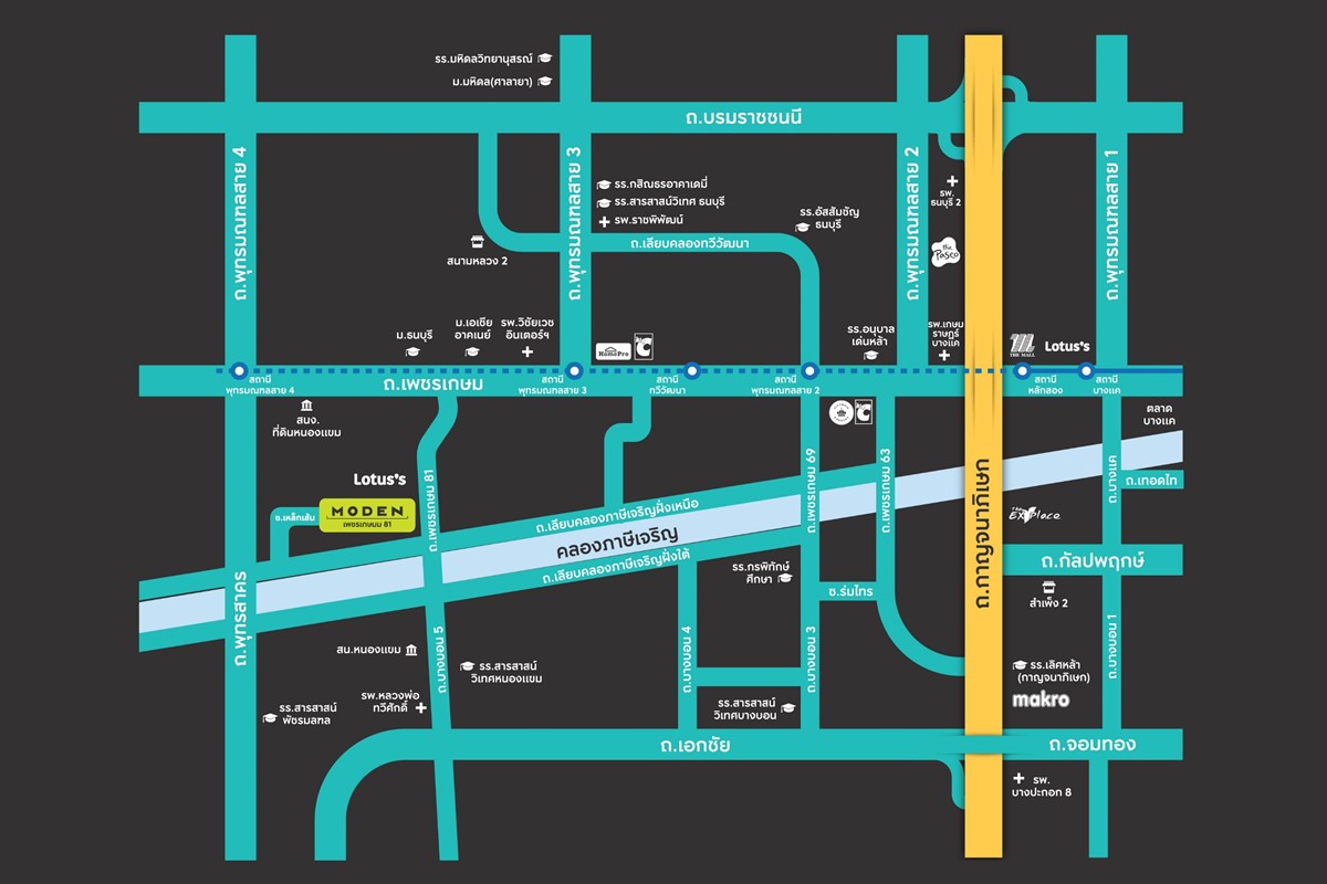 แผนที่โครงการบ้านเดี่ยว MODEN เพชรเกษม 81