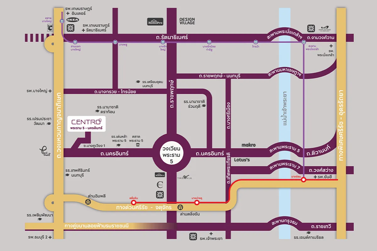 แผนที่โครงการ CENTRO พระราม 5 - นครอินทร์