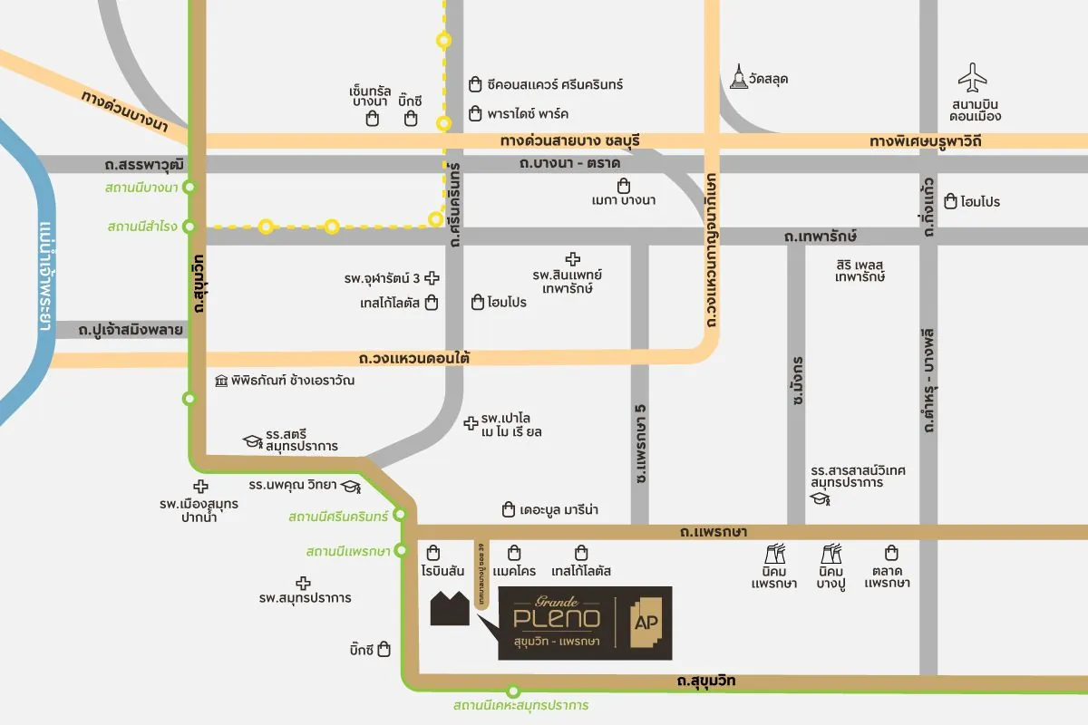 แผนที่โครงการ GRANDE PLENO สุขุมวิท - แพรกษา