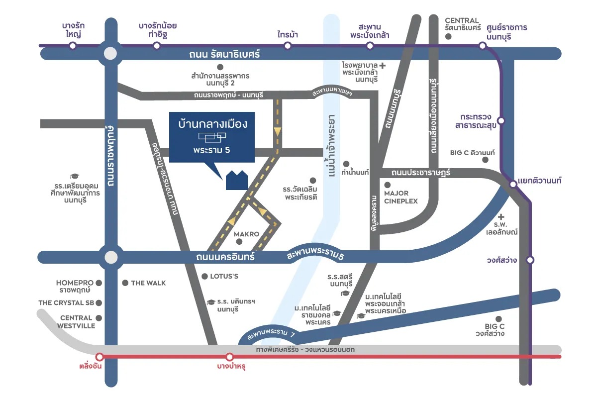 แผนที่โครงการ บ้านกลางเมือง พระราม 5