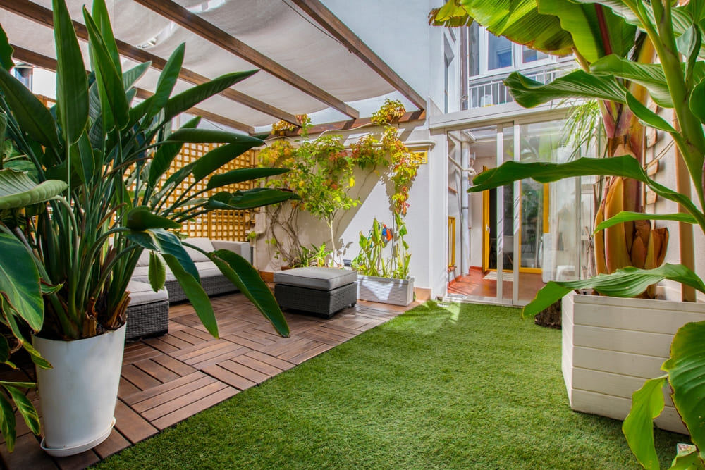 สวนหลังบ้านสไตล์โมเดิร์นทรอปิคอล