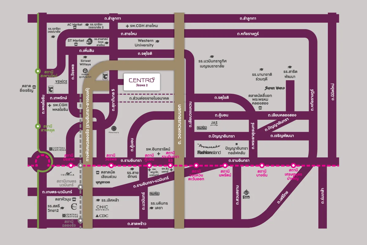 แผนที่โครงการ CENTRO วัชรพล 2