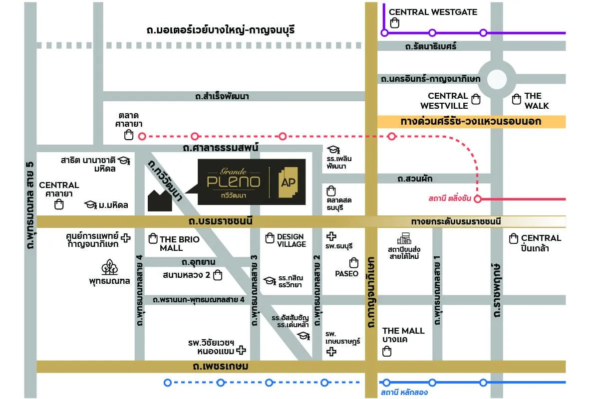 แผนที่โครงการ GRANDE PLENO ทวีวัฒนา