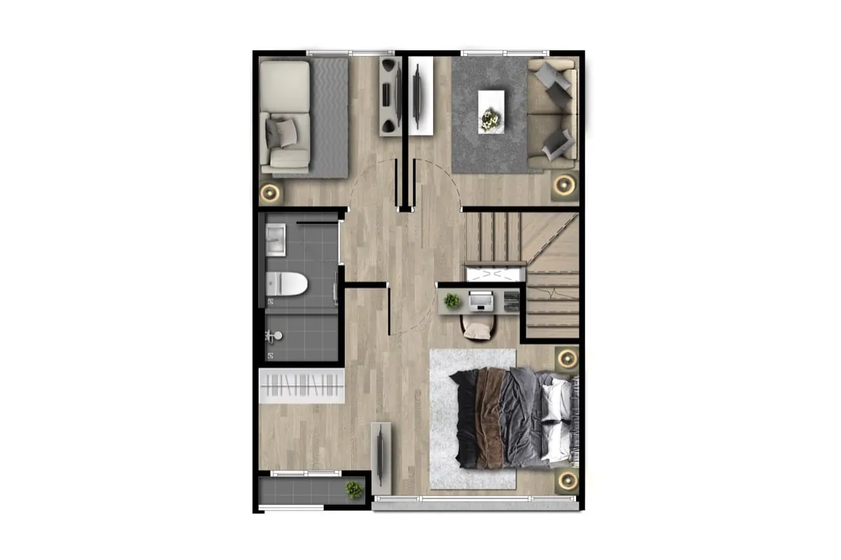 แบบแปลนชั้น 2 ของแบบบ้านทาวน์โฮม Type ESPACE โครงการ อภิทาวน์ อยุธยา