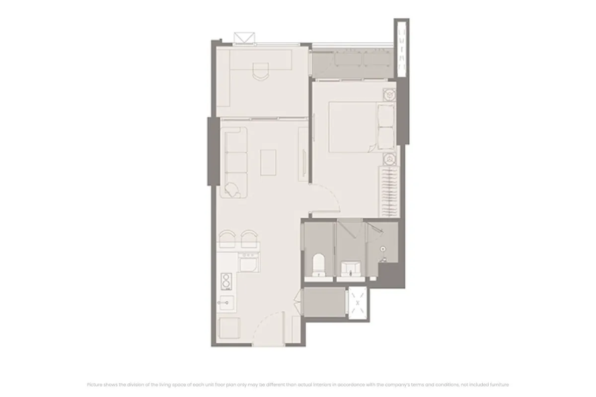 แบบห้อง 1 Bedroom Plus โครงการ RHYTHM เจริญนคร ไอคอนิค
