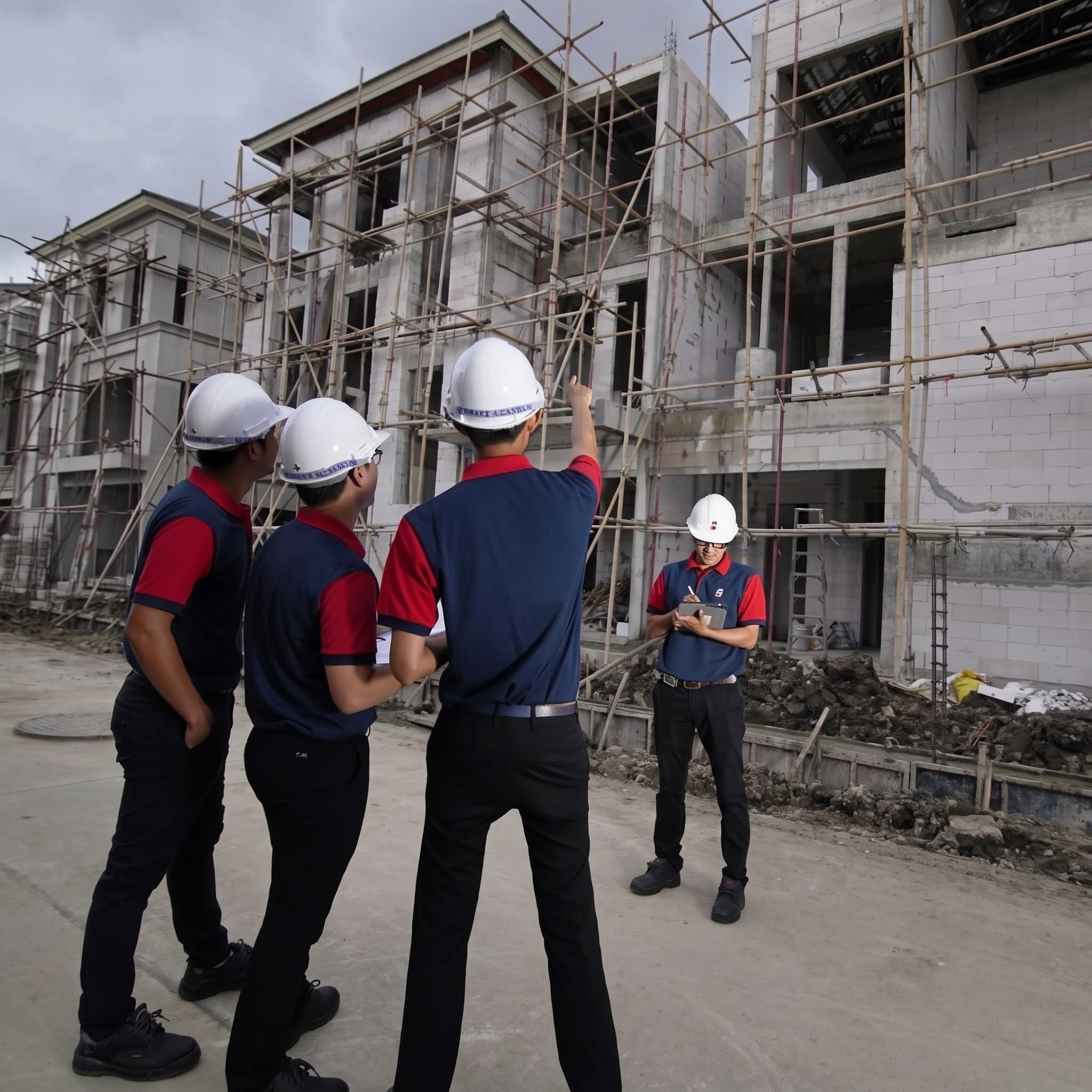 ทีมวิศวกรโครงการ (Site Engineer) ควบคุมคุณภาพงานก่อสร้างบ้านเอพีในทุกขั้นตอน