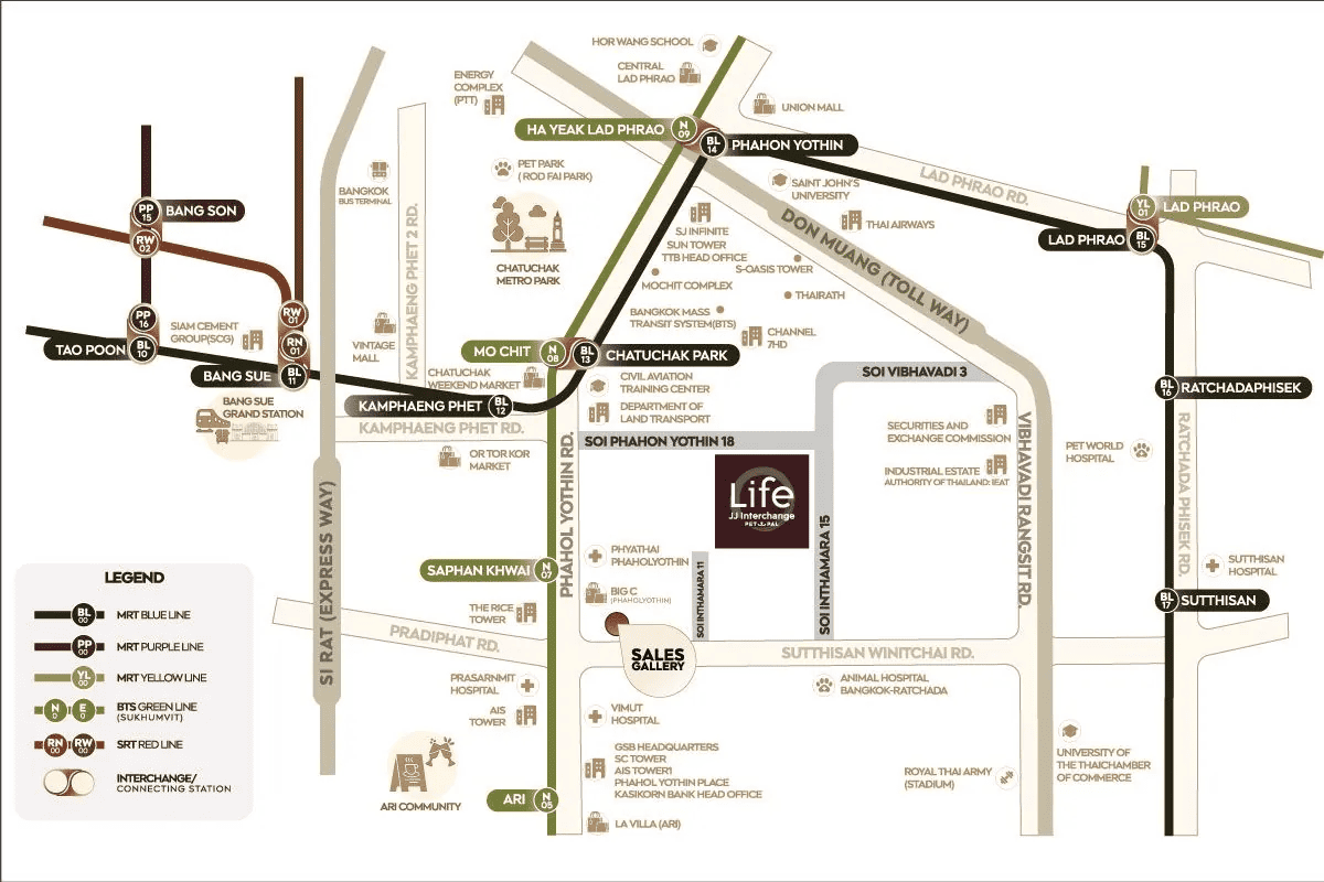โครงการคอนโด LIFE เจเจ อินเตอร์เชนจ์ เพ็ทพอล