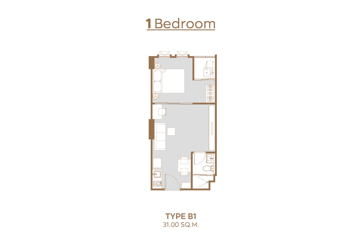 1 BEDROOM: Floor Type B1 31 sq.m