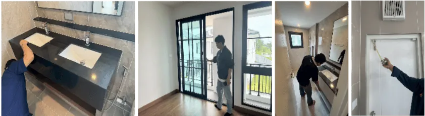 ทีมควบคุมคุณภาพ (QA) เอพี ตรวจสอบความเรียบร้อยของสุขภัณฑ์และงานตกแต่ง End Product ในขั้นตอน Milestone 4 ก่อนส่งมอบบ้าน