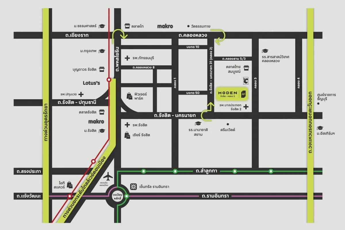 แผนที่โครงการ MODEN รังสิต - คลอง 2