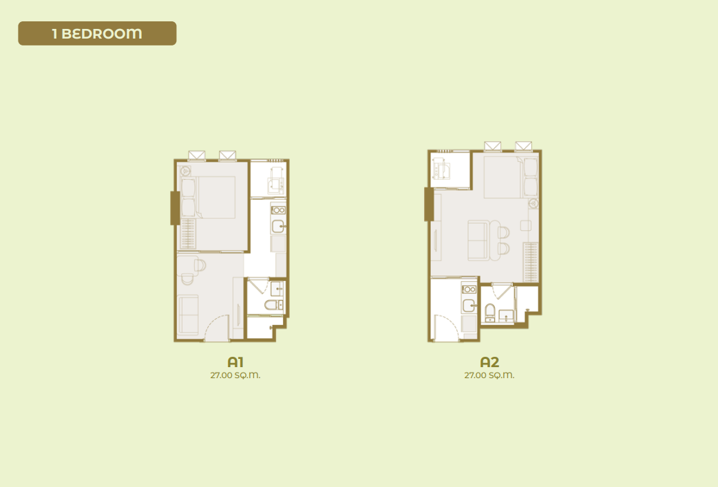 ตัวอย่างแบบห้อง 1 Bedroom โครงการ ASPIRE สุขุมวิท 103