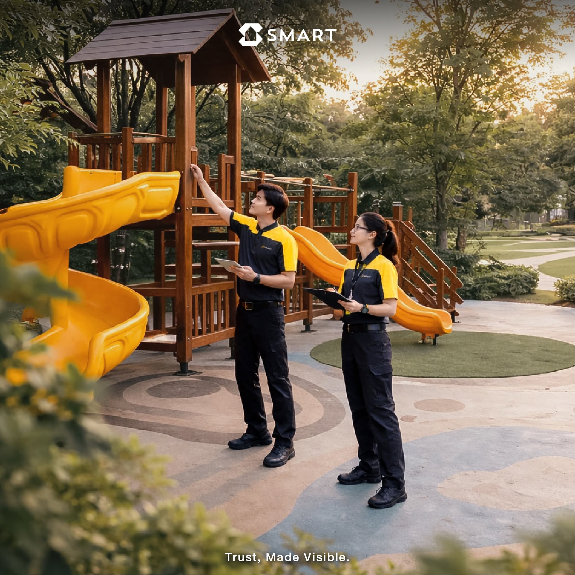 ทีมงานนิติบุคคล SMART ลงพื้นที่ฝึกปฏิบัติงาน ตรวจสอบความปลอดภัยพื้นที่ส่วนกลางโครงการเอพี