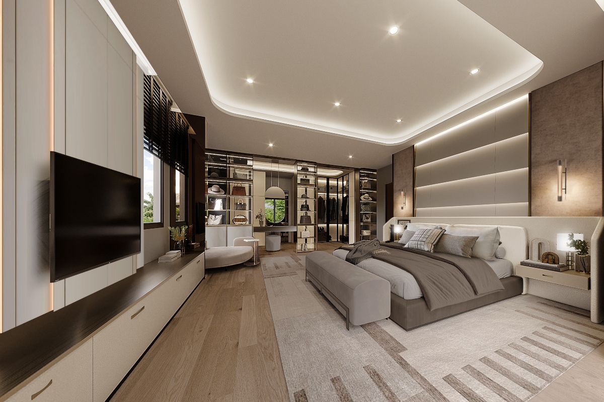 ห้องนอน Master Bedroom ในบ้านเดี่ยว CENTRO ทวีวัฒนา