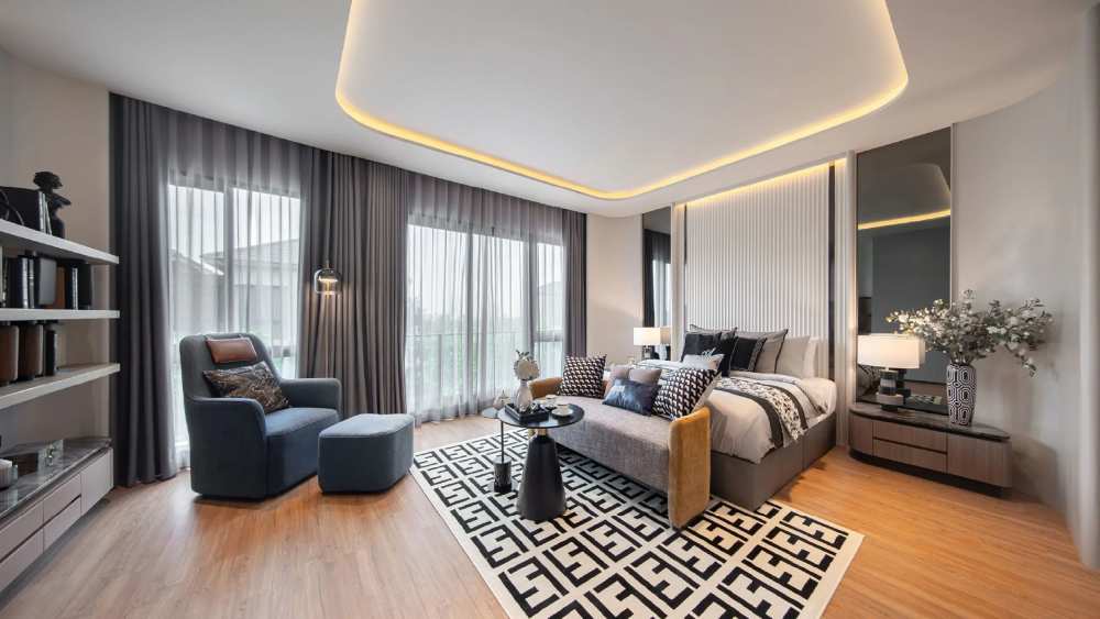 ห้องนอน Master Bedroom ในบ้านแฝดสมุทรปราการ โครงการบ้านกลางเมือง ดิ อิดิชั่น บางนา