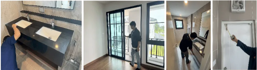 ทีมงานเอพีทำความสะอาด Final Cleaning และเก็บรายละเอียดงานประตู หน้าต่าง และห้องน้ำ เพื่อความสมบูรณ์แบบก่อนเปิดบ้านให้ลูกค้า