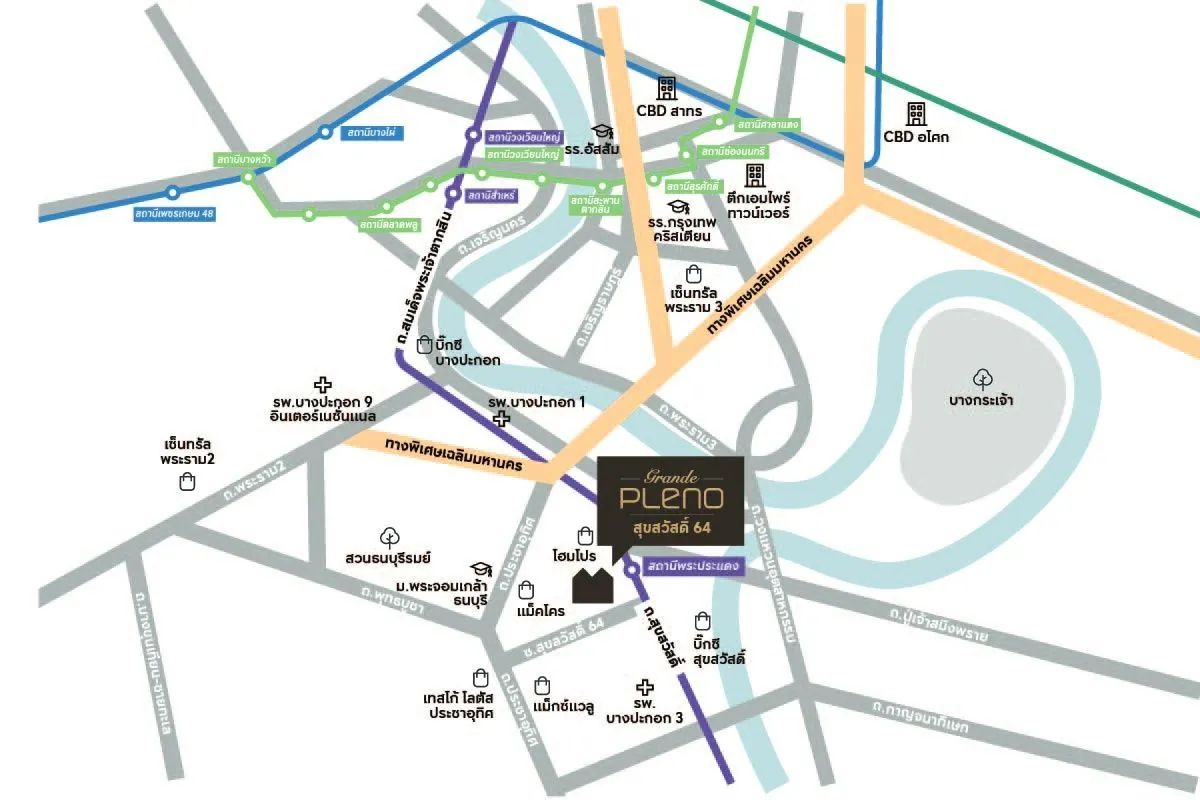 แผนที่โครงการ GRANDE PLENO สุขสวัสดิ์ 64