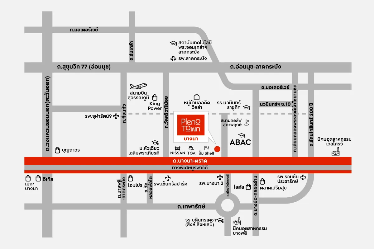แผนที่โครงการ PLENO TOWN บางนา (กม.24)