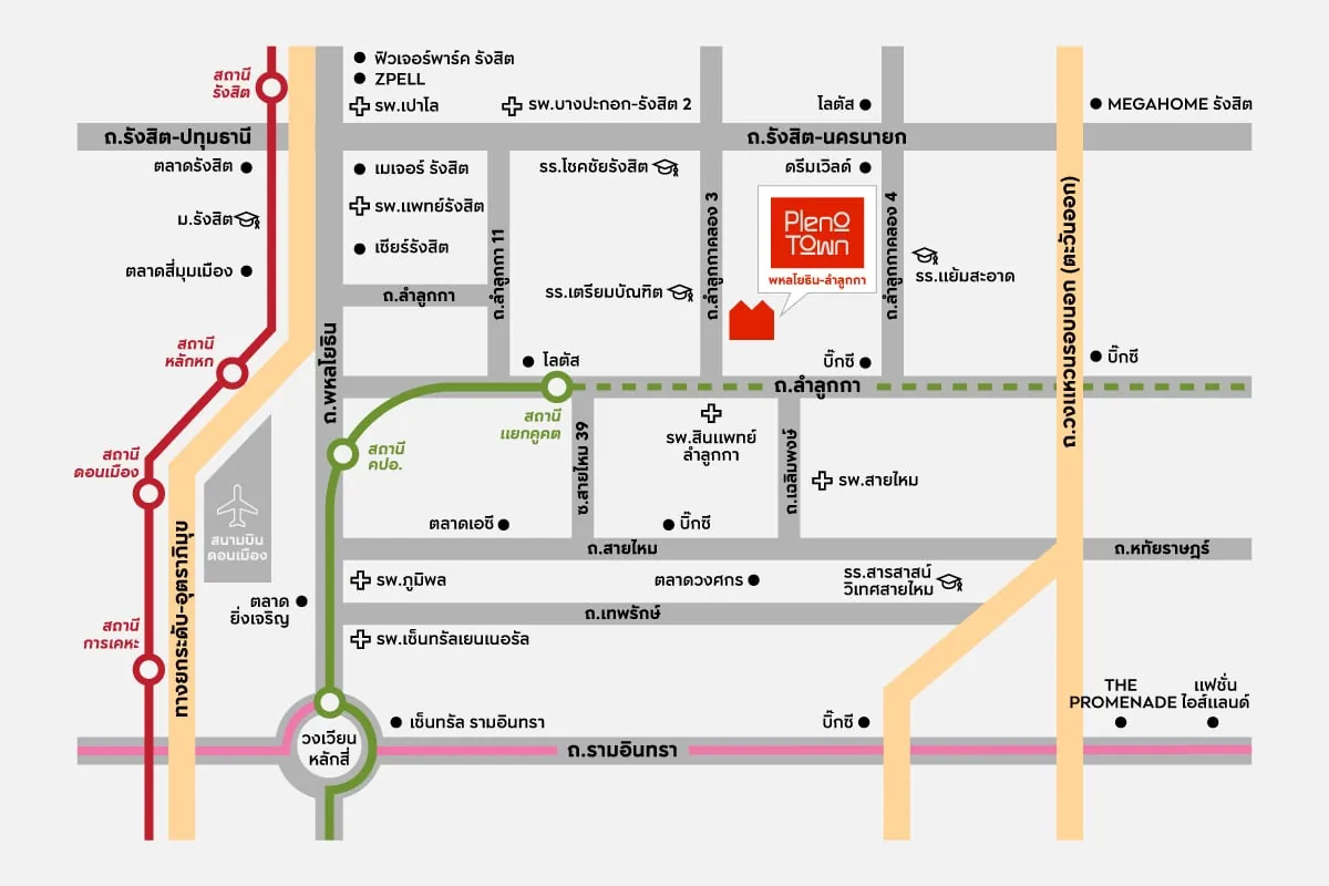 แผนที่โครงการ PLENO TOWN พหลโยธิน - ลำลูกกา