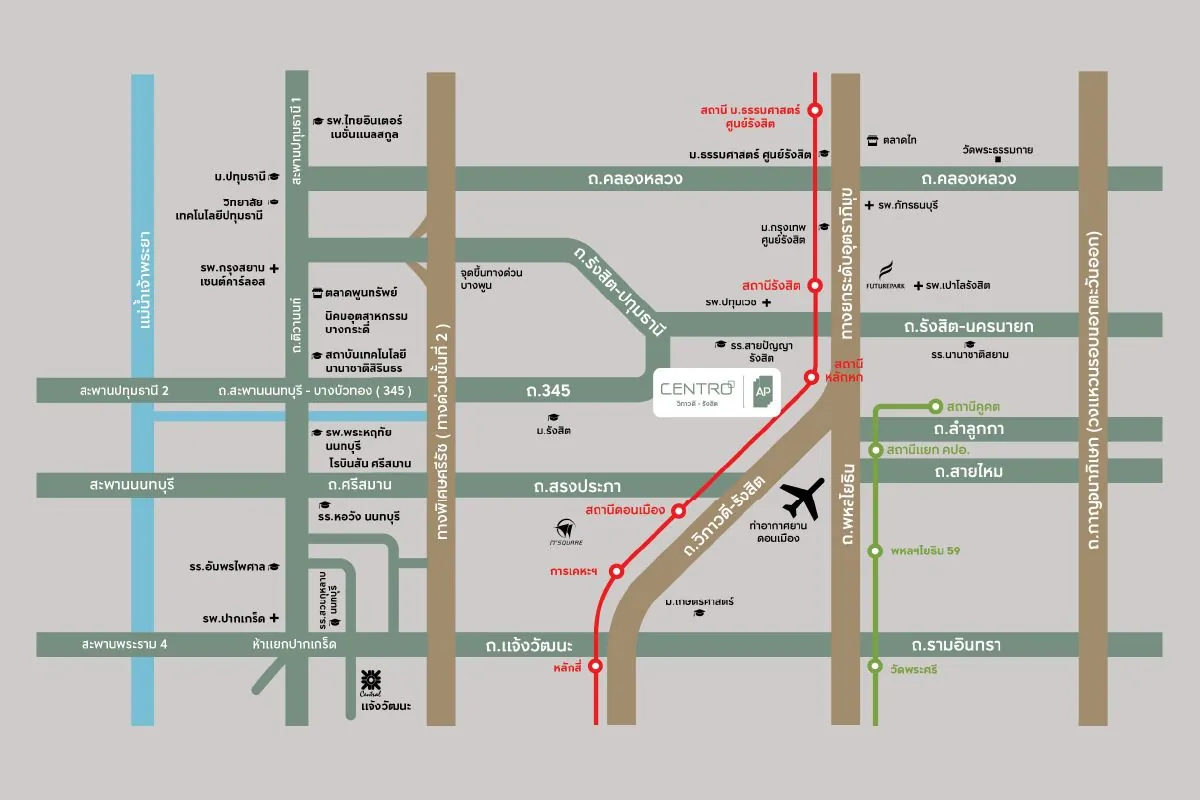 แผนที่โครงการ CENTRO วิภาวดี - รังสิต