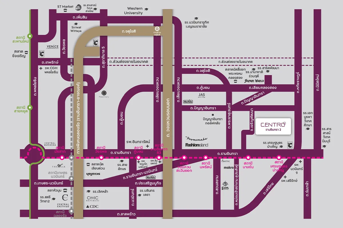 แผนที่โครงการ CENTRO รามอินทรา 2