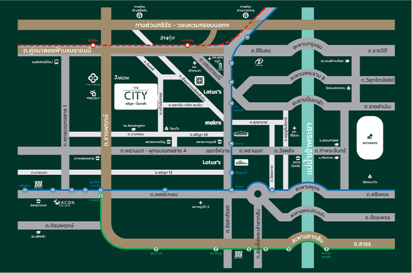 การเดินทางบ้านเดี่ยวเอพีฝั่งธน THE CITY จรัญ-ปิ่นเกล้า