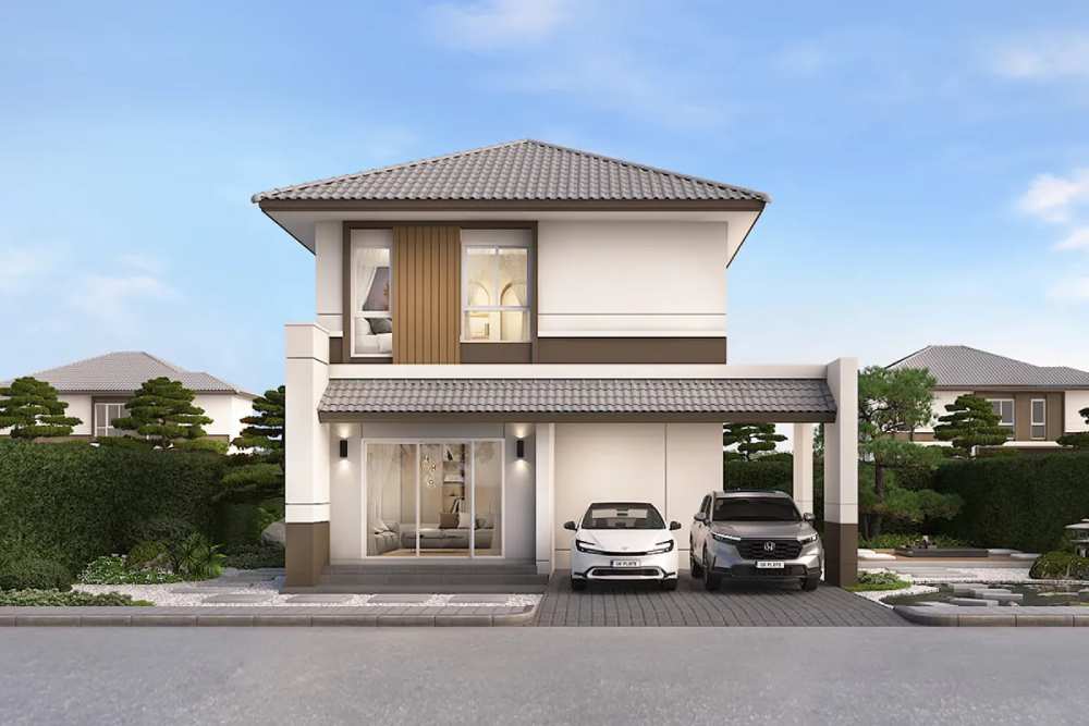 สีทาบ้านภายนอกทูโทนสีครีม