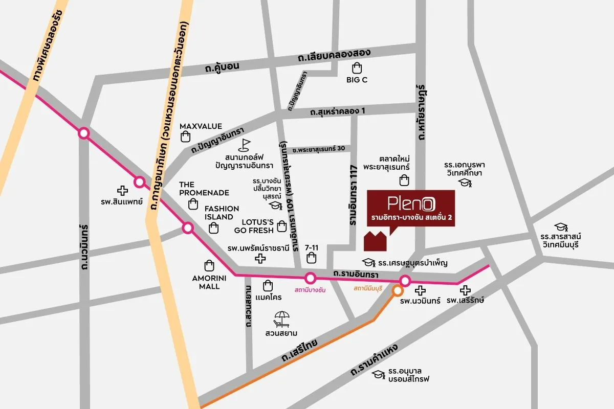 แผนที่โครงการ PLENO รามอินทรา - บางชัน สเตชั่น 2