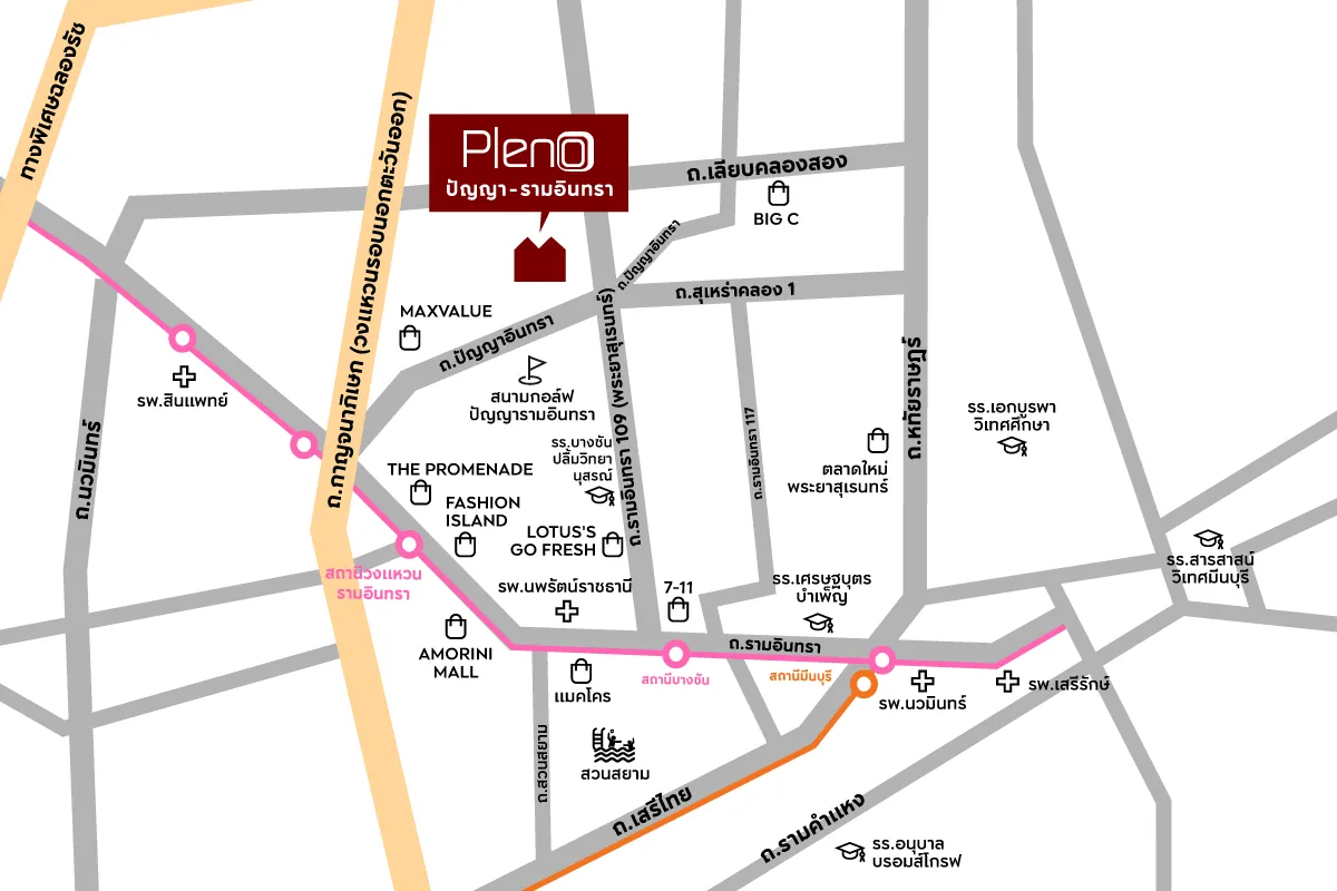 แผนที่โครงการ PLENO ปัญญา - รามอินทรา
