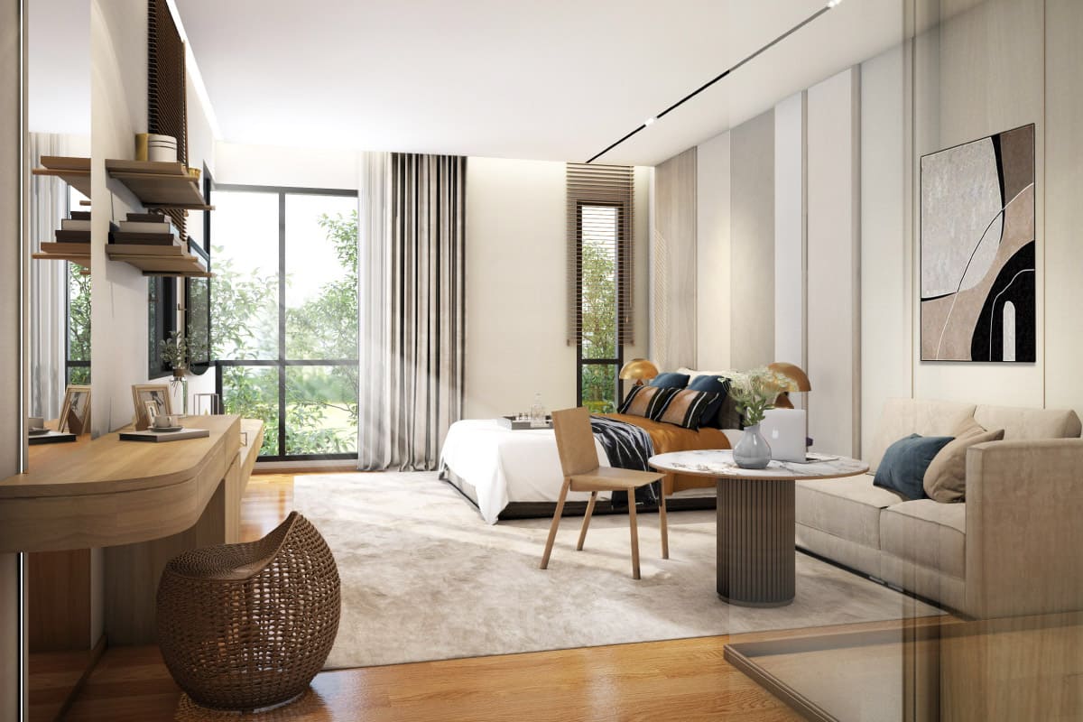 ห้องนอน Master Bedroom บ้านแฝด บ้านกลางเมือง พระราม 5