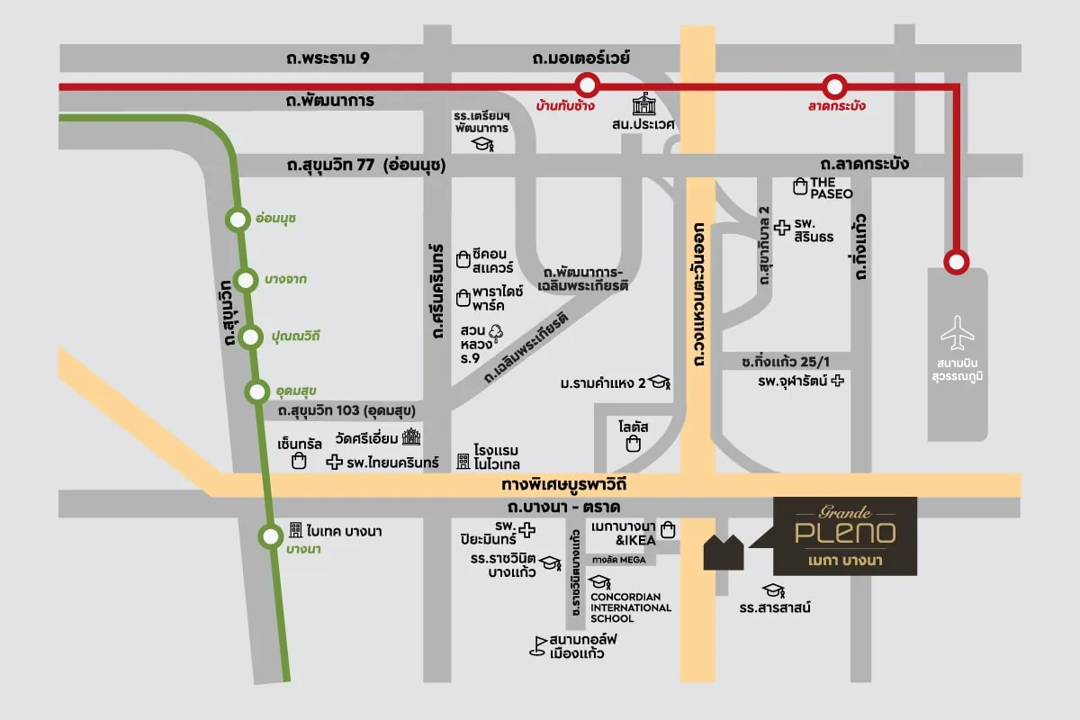 แผนที่โครงการ GRANDE PLENO เมกา บางนา