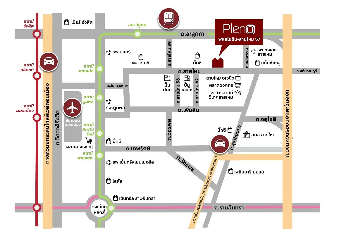 แผนที่โครงการ PLENO พหลโยธิน - สายไหม 57