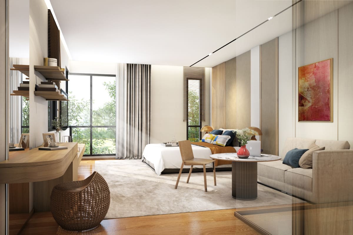 ห้องนอนในทาวน์โฮม บ้านกลางเมือง ลาดพร้าว 101 สเตชั่น