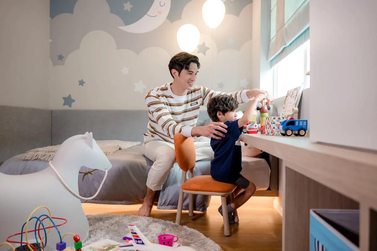 ห้องนอนรอง ในทาวน์โฮมโครงการ PLENO TOWN บ้านกล้วย - กาญจนาฯ