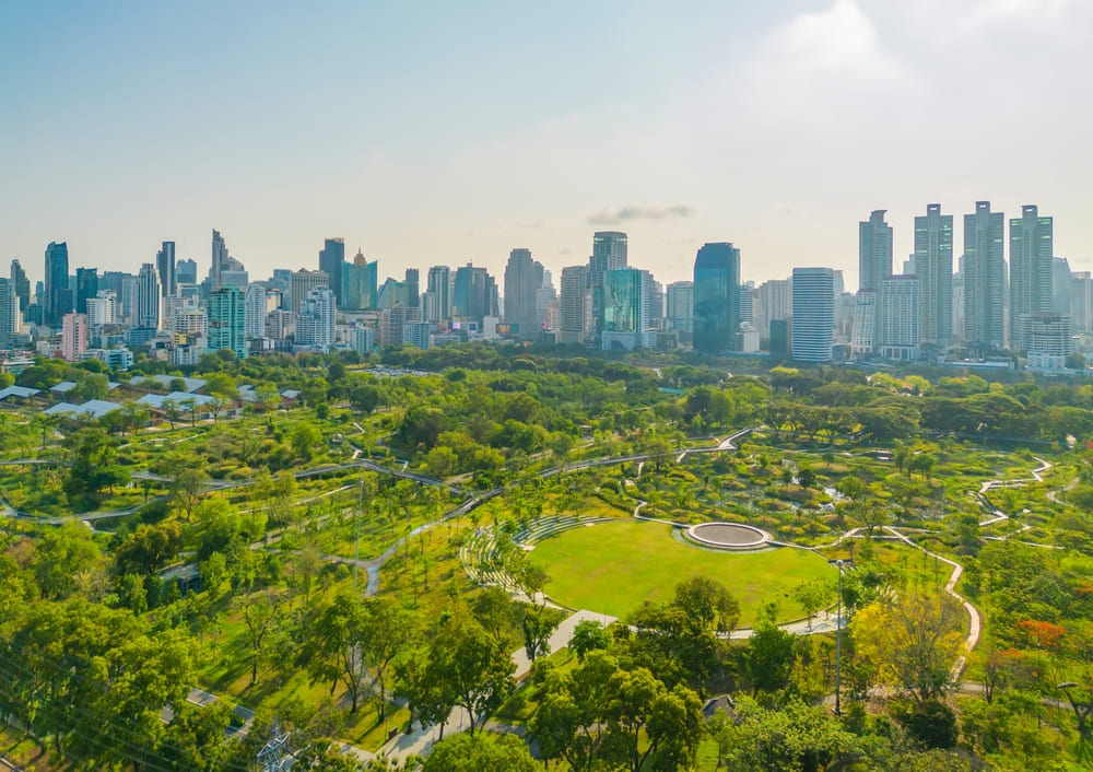 บรรยากาศพื้นที่สีเขียวของสวนลุมพินี