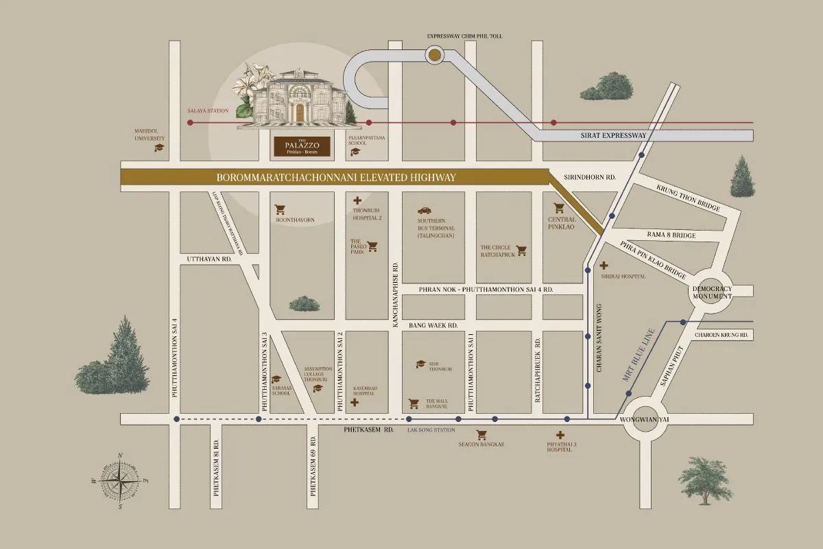 แผนที่โครงการ THE PALAZZO ปิ่นเกล้า - บรมฯ