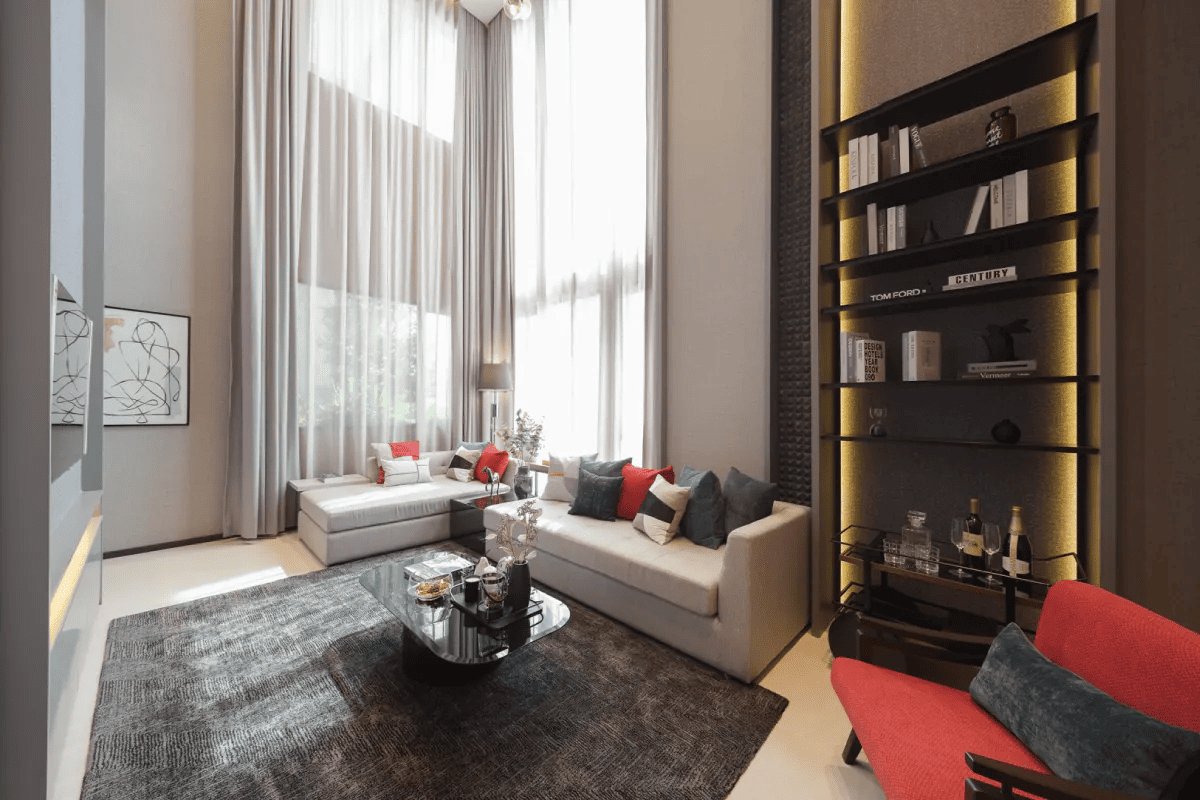 ห้องนั่งเล่นเพดานสูง Double Volume