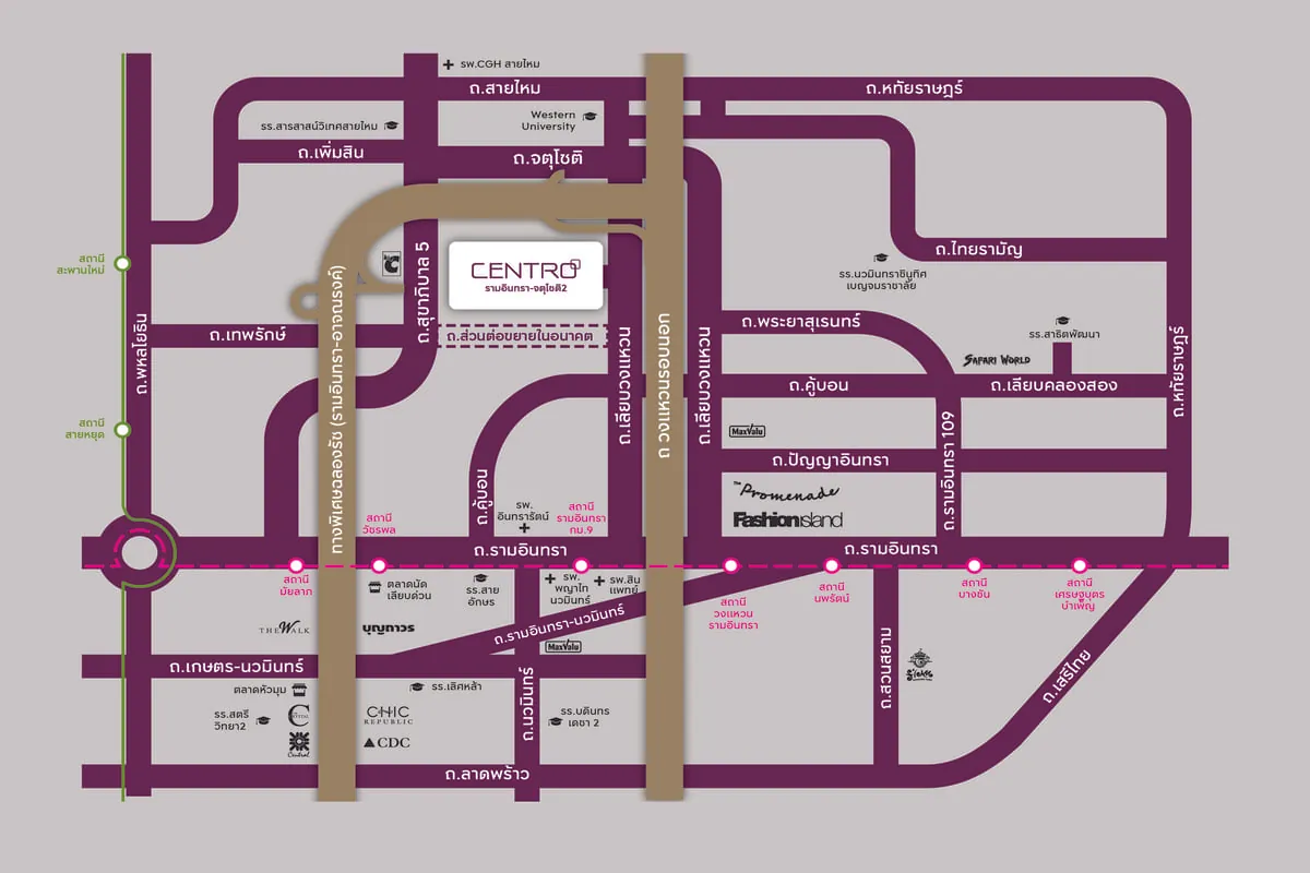แผนที่โครงการ CENTRO รามอินทรา - จตุโชติ 2