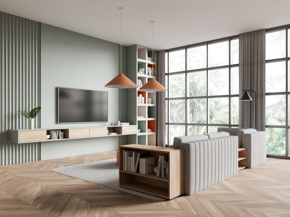 13_cool-tone-decoration-idea.jpg ห้องนั่งเล่นสีเขียวอมเทา