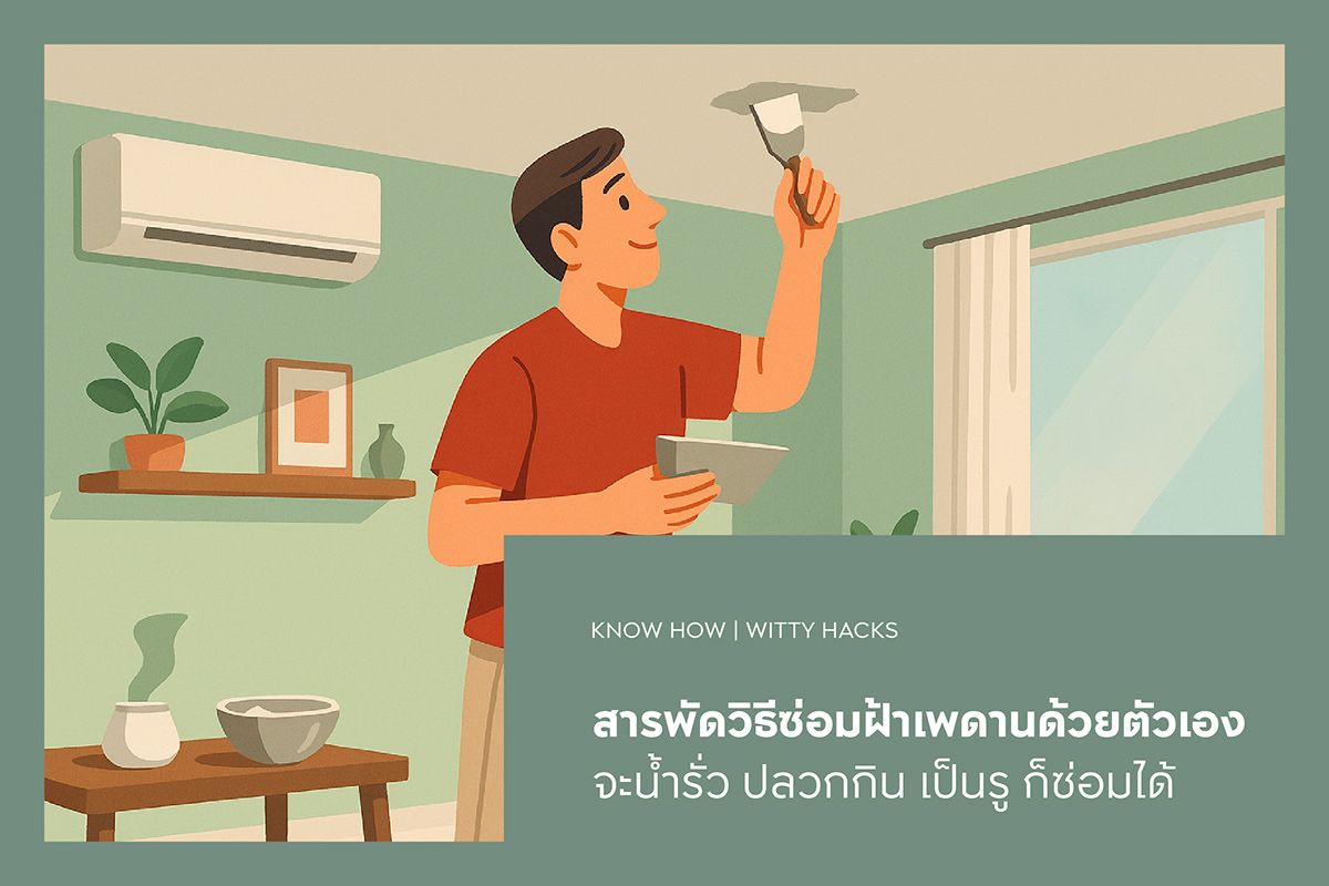 สารพัดวิธีซ่อมฝ้าเพดานด้วยตัวเอง จะน้ำรั่ว ปลวกกิน เป็นรู ก็ซ่อมได้