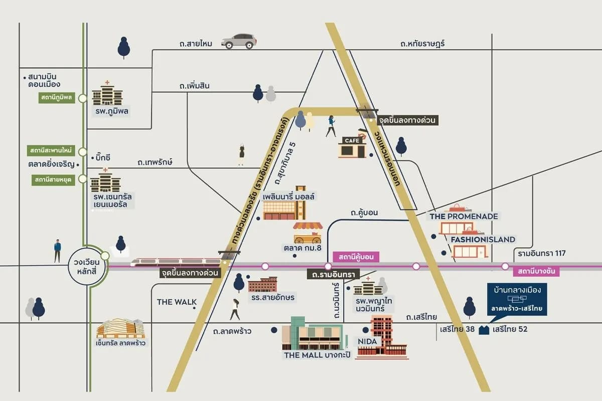แผนที่โครงการ บ้านกลางเมือง ลาดพร้าว - เสรีไทย