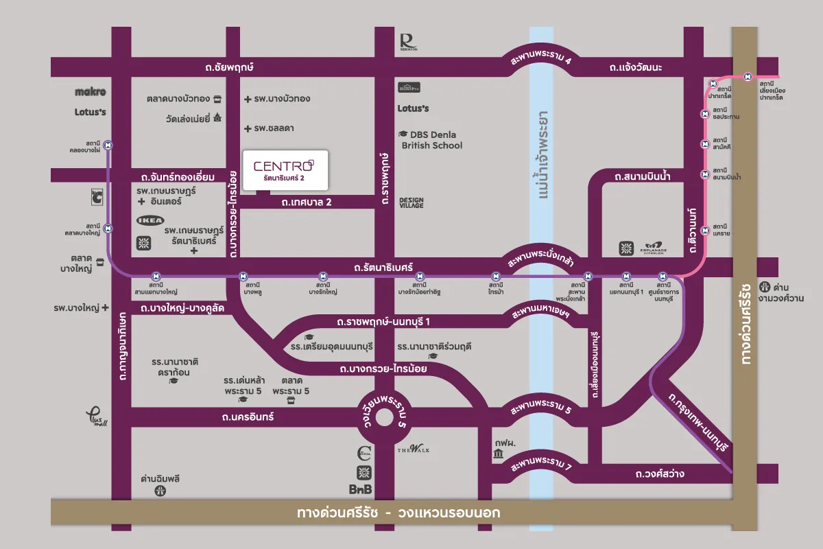 แผนที่โครงการ CENTRO รัตนาธิเบศร์ 2